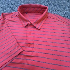 Men's Under Armour The‎ Playoff Polo Short Sleeve Pink Striped Size Large L